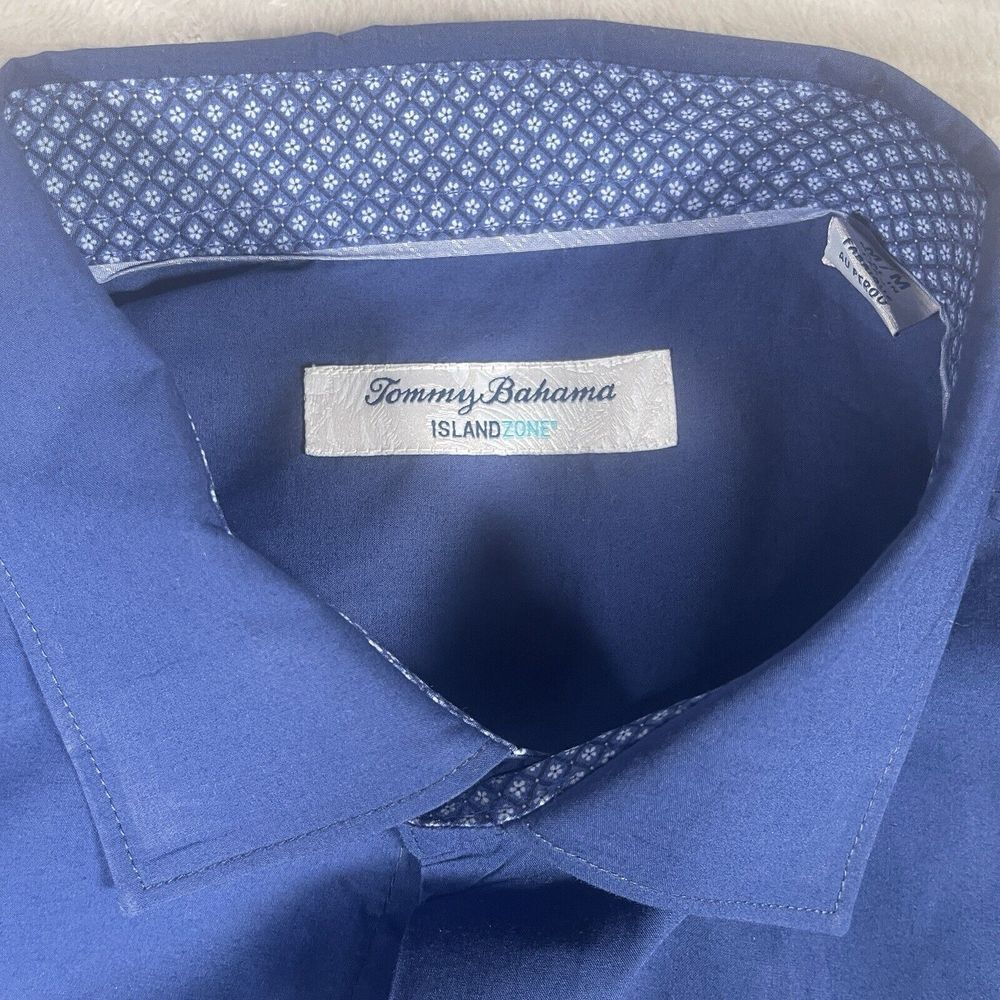 Tommy Bahama Island Zone Long Sleeve Button Up Shirt Mens Medium Pima Blend Blue - Picture 3 of 8